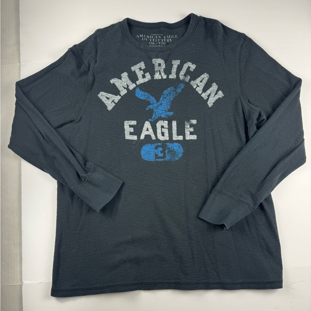 American Eagle Outfitters Men's Dark Gray Long Sleeve Henley size XXL